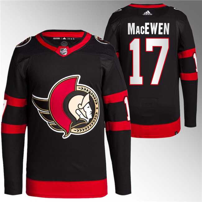 Men%27s Ottawa Senators #17 Zack MacEwen Black Premier Breakaway Stitched Jersey